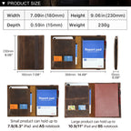 Vintage A5 Leder Portfolio aus Crazy Horse Leder – Notebook & iPad Mini Mappe für Büro, Schule & Reisen