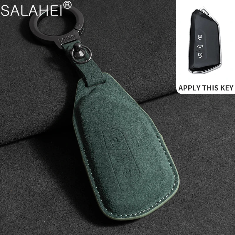 Wildleder Autoschlüssel Hülle para VW, Skoda y SEAT - Funda para llave premium para Passat B8, Tiguan MK2, Golf 8, Octavia A7/A8 y Leon MK4 