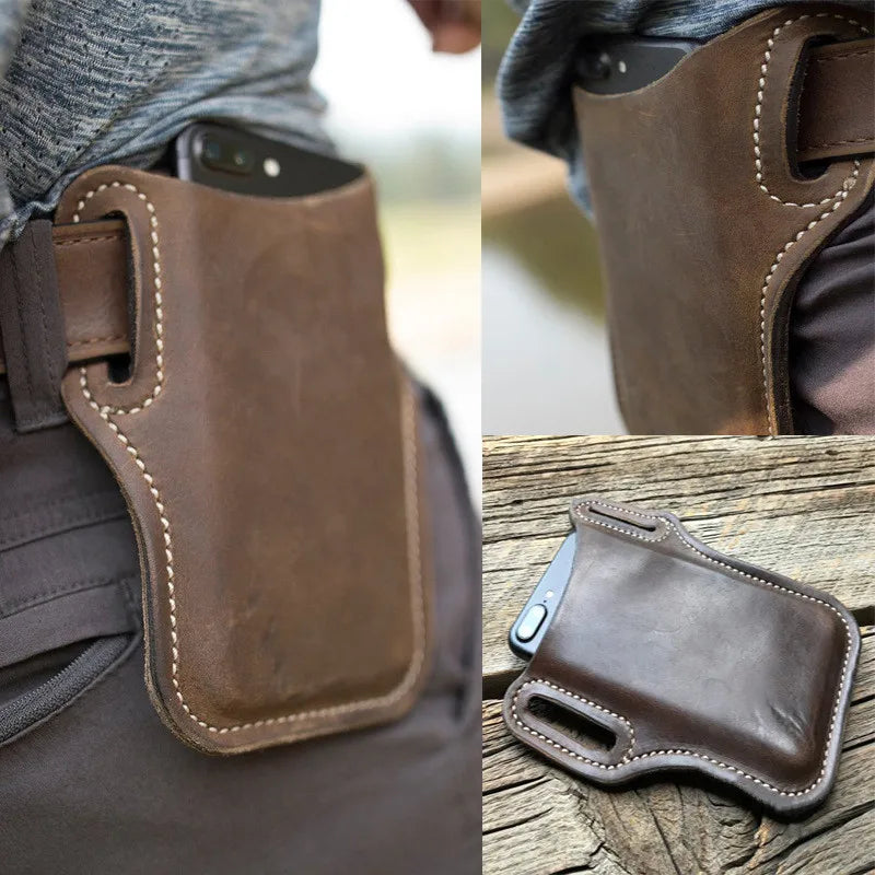 Herren PU-Leder Handy Gürteltasche – Phone Holster Waist Bag für Reisen, Outdoor, Camping & Alltag