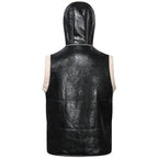 Winter Men's Fleece Warm PU Leather Vests Classical Men Faux Fur Motorcycle Leather Vests Men Windbreaker Hooded Vests Clothing
