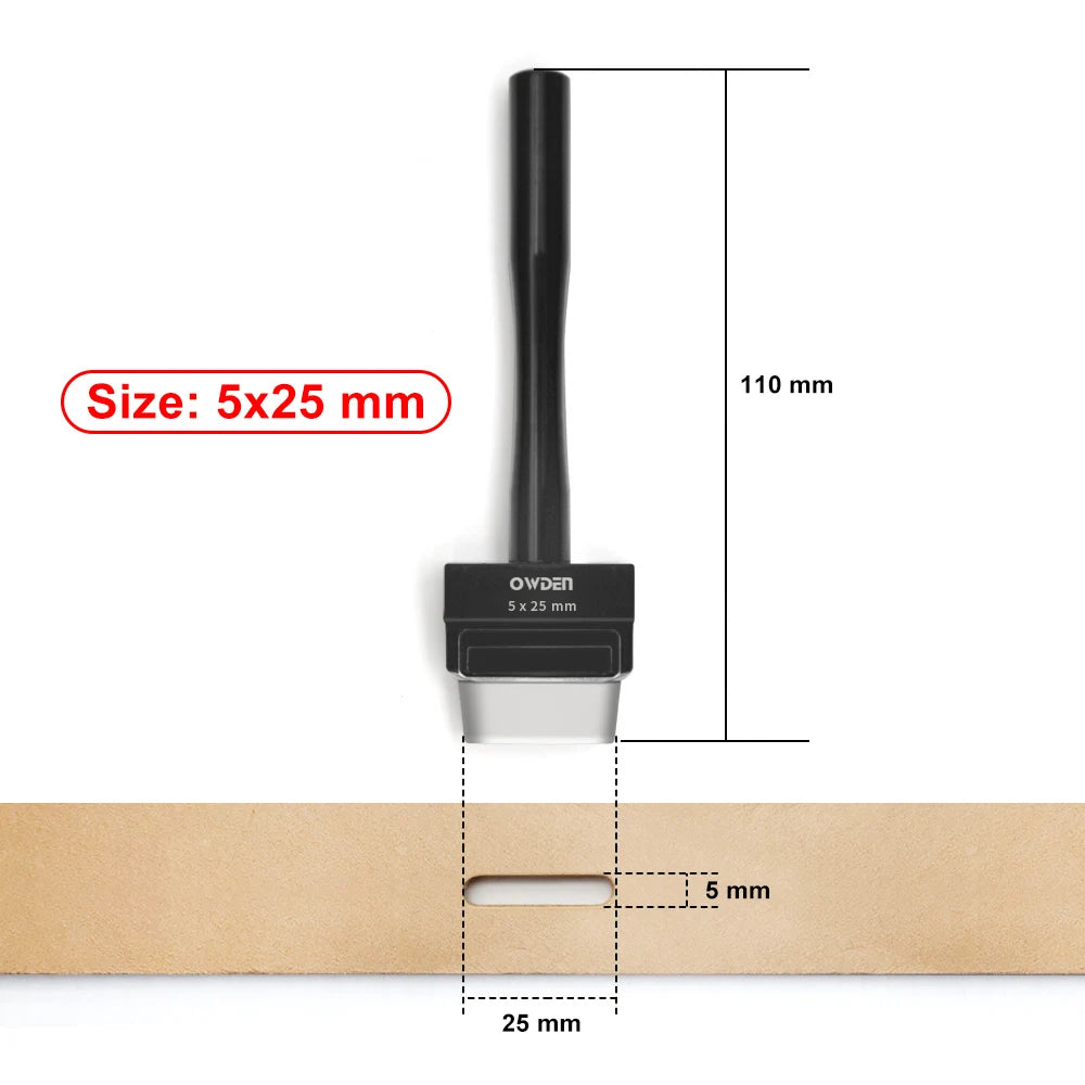 OWDEN Oblong Lederloch Stanzen Set – Ovale Hohlstanzer aus High-Carbon-Stahl für Gürtel, Riemen & Lederarbeiten (19 Größen)