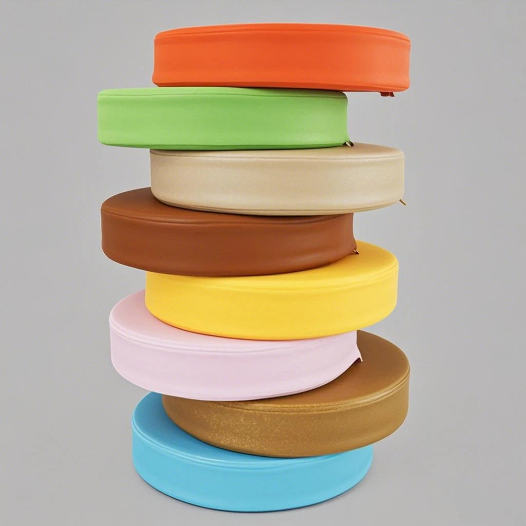 Rundes Sitzkissen aus Kunstleder – Wasserdichtes 35D Hochelastic-Schaum Sitzpolster für Stuhl, Sofa & Boden