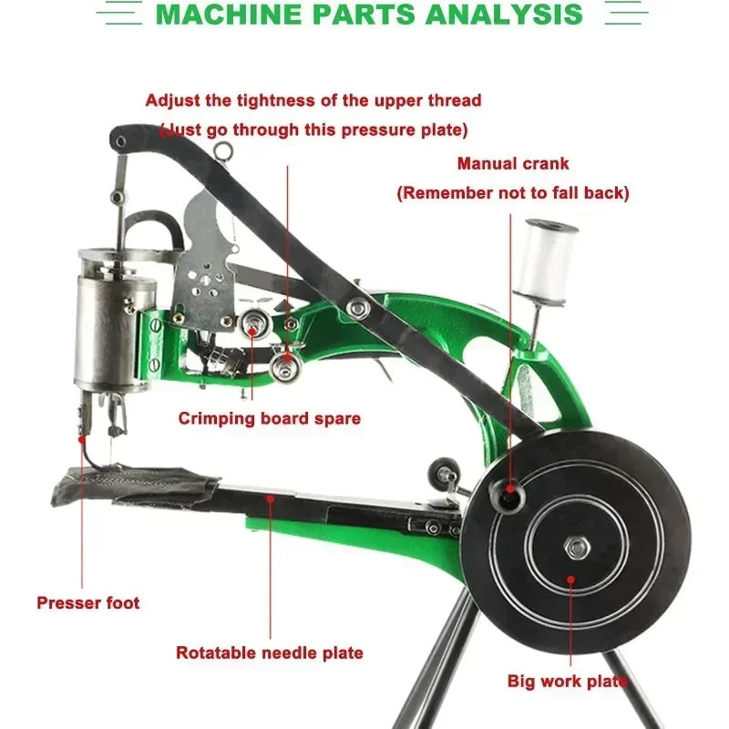 Handbetriebene Ledernähmaschine – Schuhreparatur, Leder, Taschen & Gürtel – Dual Baumwoll- & Nylonfaden Nähmaschine