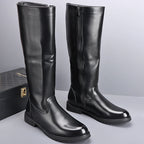 RAINTAKI Herren High-Top Leder Boots – Motorrad- & Streetstyle Ankle Boots, Echtes Rindsleder, Runde Zehen, Größen 37-46