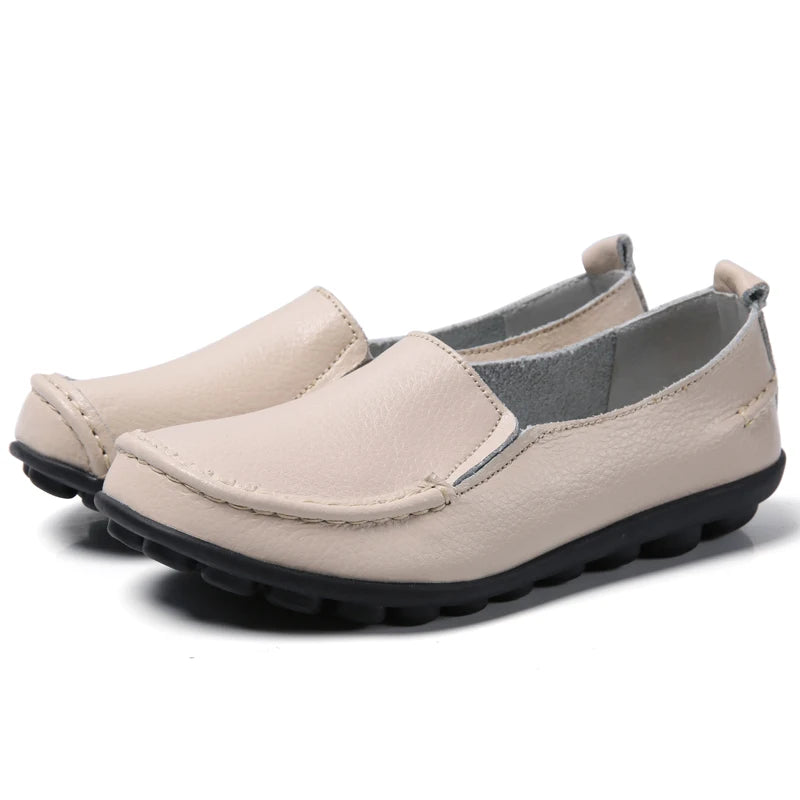 HAJINK Damen Flats 2024 – Weiche Slip-On Loafers aus echtem Leder, elegante Moccasins für Alltag & Freizeit, Plus Size