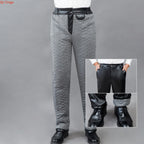 Herren Winter PU Lederhose mit Fleece – Winddichte, thermische Lederoptik-Hose mit Kordelzug, Schwarz, Größen S–5XL