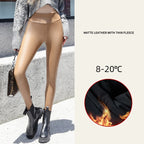 Leggings de invierno para mujer de PU con cintura alta – Leggings térmicos con forro polar, elásticos y cálidos Passform 