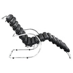 Antiker Designer-Loungesessel aus Edelstahl mit Lederarmlehnen – Luxus Freizeit-Sessel im modernen Minimalstil für Wohnzimmer