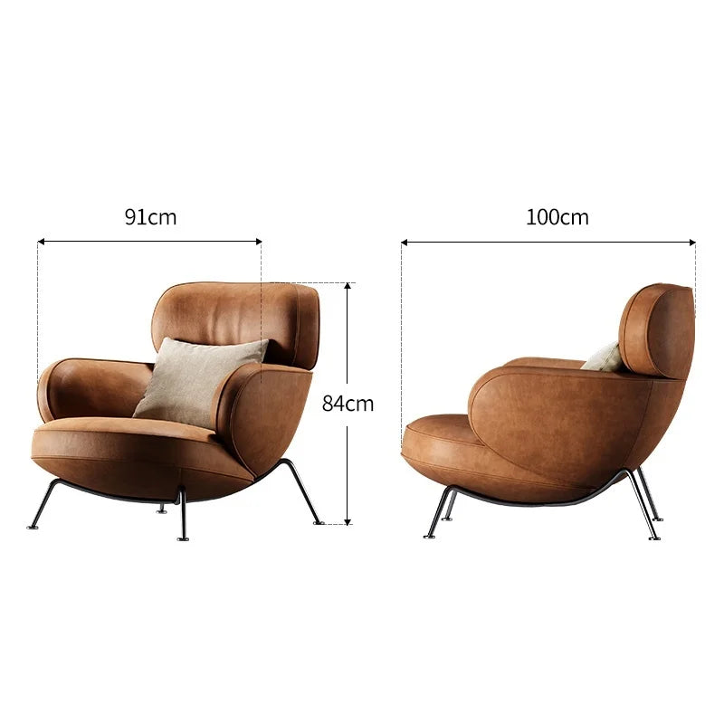 Eleganter Leder-Loungechair in Braun – Moderner Designer-Armlehnstuhl aus Echtleder für Wohnzimmer, Hotel & Salon