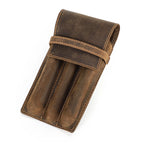 Étui à crayons en cuir Crazy Horse pour 1 à 3 crayons, étui en cuir rétro pour école et bureau 