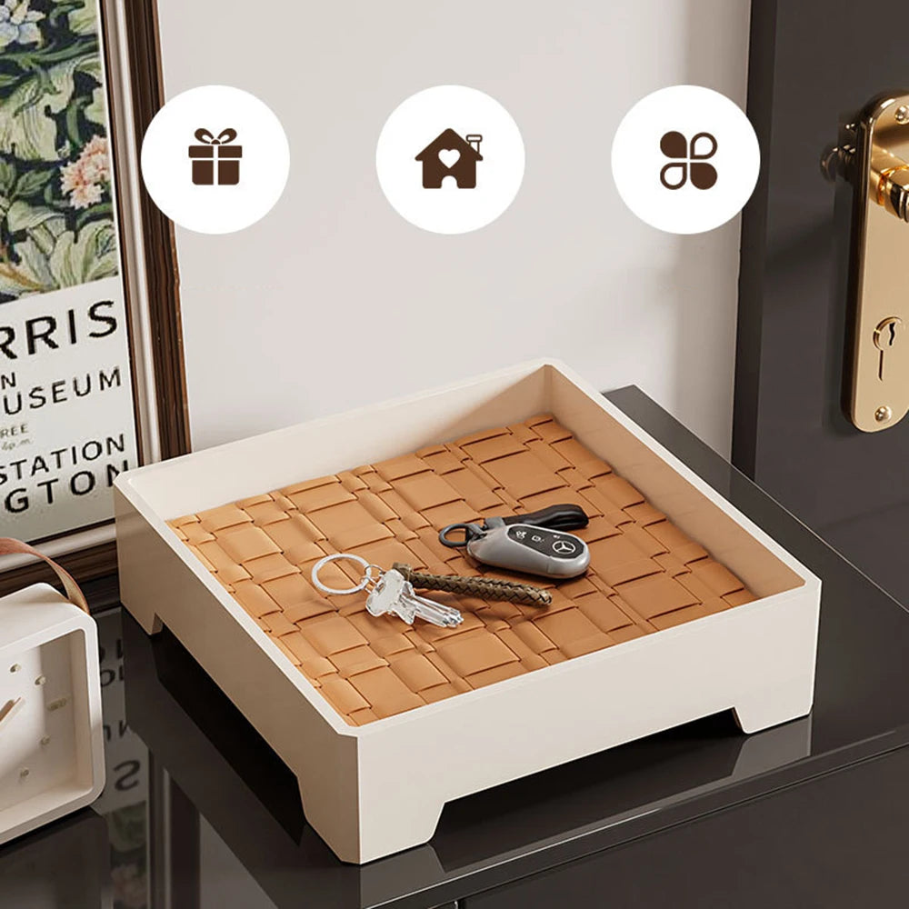 Luxury Ablageschale in Lederoptik – Elegante Aufbewahrungsbox für Schlüssel, Schmuck, Münzen & Aromatherapie-Dekor