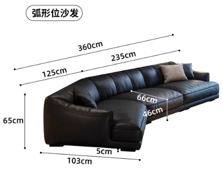 Canapé-lit en cuir minimaliste moderne – Design italien-nordique pour les femmes, canapé de salon luxueux en forme de L 