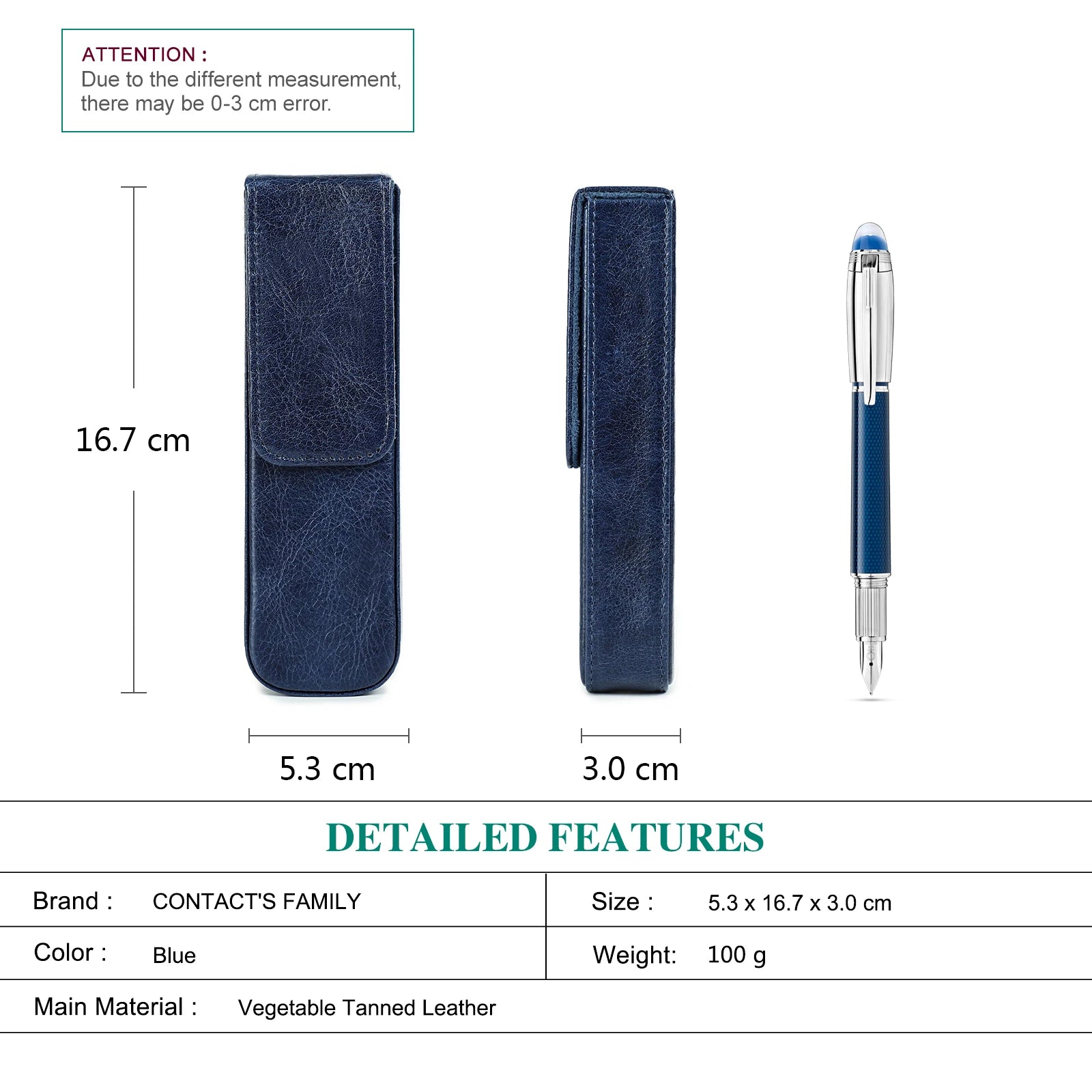 Echtes Leder Füllfederhalter-Etui mit 2 Fächern – Elegantes Pen Case für Reisen, Büro & Schule