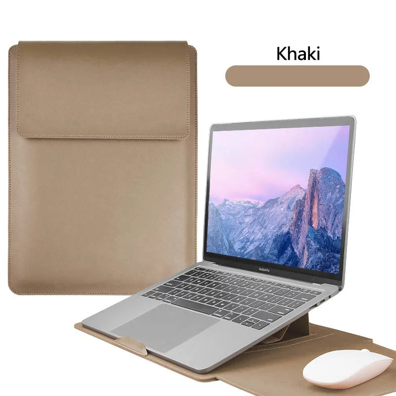 Funda de piel sintética para portátil – Funda impermeable con función atril para MacBook de 13 a 16 pulgadas, HP, Lenovo, Samsung 