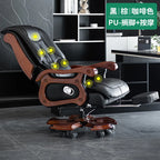 Business Burostuhl aus Leder mit Massagefunktion – Verstellbarer Executive Drehstuhl mit Liegefunktion &amp; Armlehnen for Büro &amp; Homeoffice