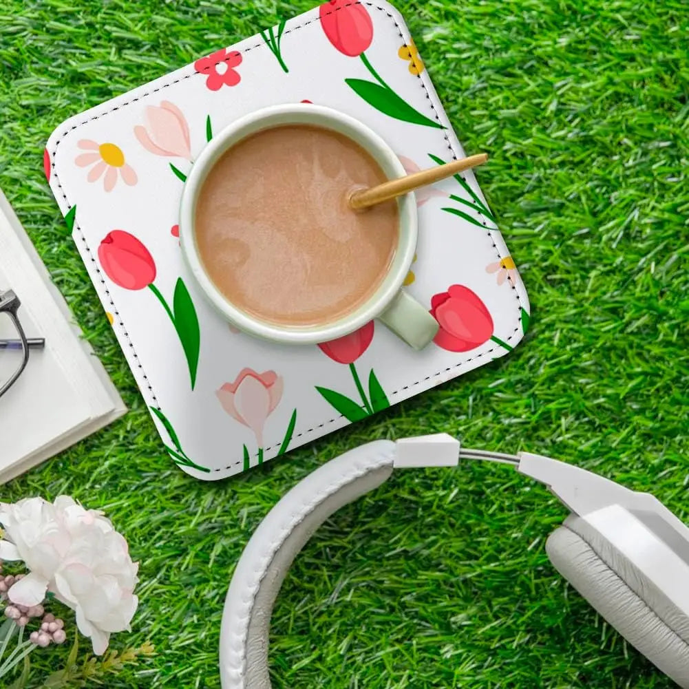 Personalisierte PU-Leder Setzer 10 cm (4 Zoll) – Runde oder quadratische Getränkeunterlagen mit Wunschdesign | Stilvolle Geschenkidee para Hochzeit &amp; Zuhause