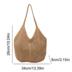 Damen Strick-Schultertasche – Große Hobo Bag aus gehäkeltem Mesh für Sommer, Strand & Alltag