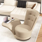 Moderner drehbarer Ledersessel in Schwarz – Übergroßer Relax-Wohnzimmerstuhl mit Armlehnen, lujoso sillón de diseño nórdico