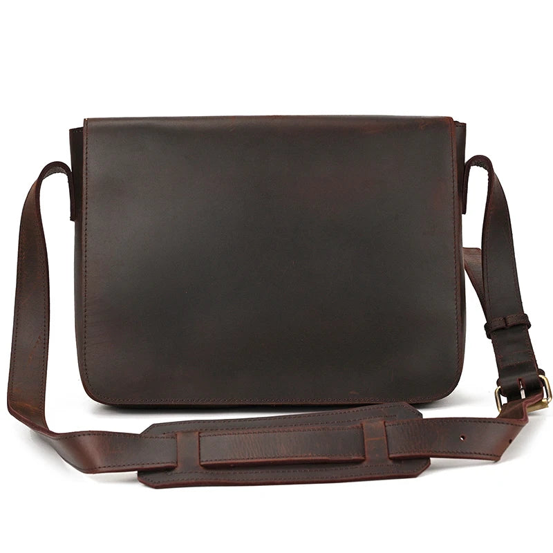 Newsbirds Vintage Herren Leder-Aktentasche – Crazy Horse Laptop Messenger Bag para oficina y oficina 