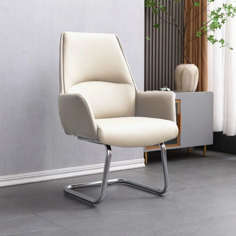 Boss Bürostuhl mit hoher Rückenlehne aus Leder – Drehbarer Executive Office Chair im Light-Luxury Stil für Büro, Studium & Meetings