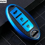 Premium Leder-TPU Autoschlüssel Hülle für Nissan & Infiniti – Robuste Key Case Cover Schale für Qashqai, X-Trail, Juke & mehr