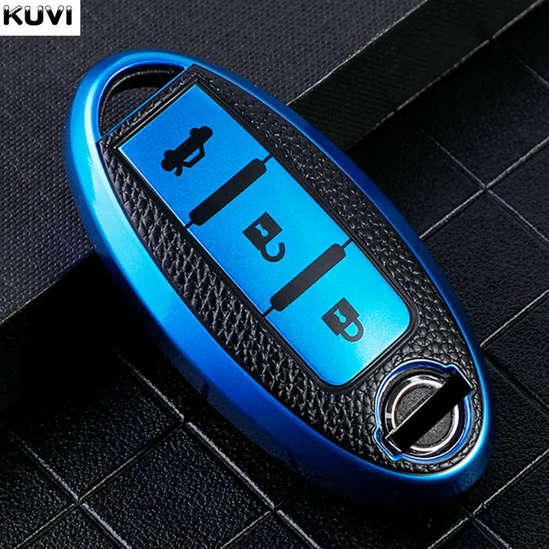 Premium Leder-TPU Autoschlüssel Hülle für Nissan & Infiniti – Robuste Key Case Cover Schale für Qashqai, X-Trail, Juke & mehr