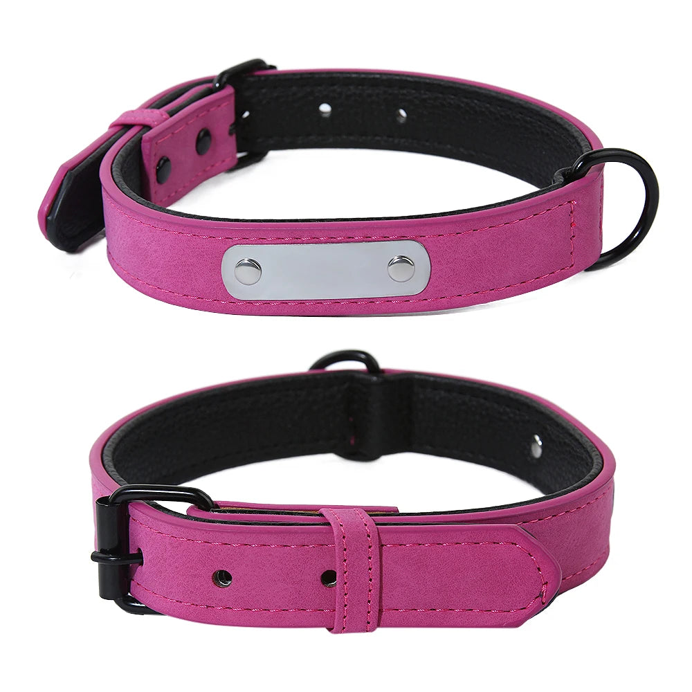 Personalisiertes Leder Hunde-Halsband & Leinen-Set – Gepolstertes, langlebiges Halsband mit Namensgravur für kleine, mittlere & große Hunde
