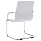 Weißer Freischwinger Bürostuhl aus Kunstleder – Cantilever Office Chair mit Armlehnen & Chromgestell für Büro & Homeoffice