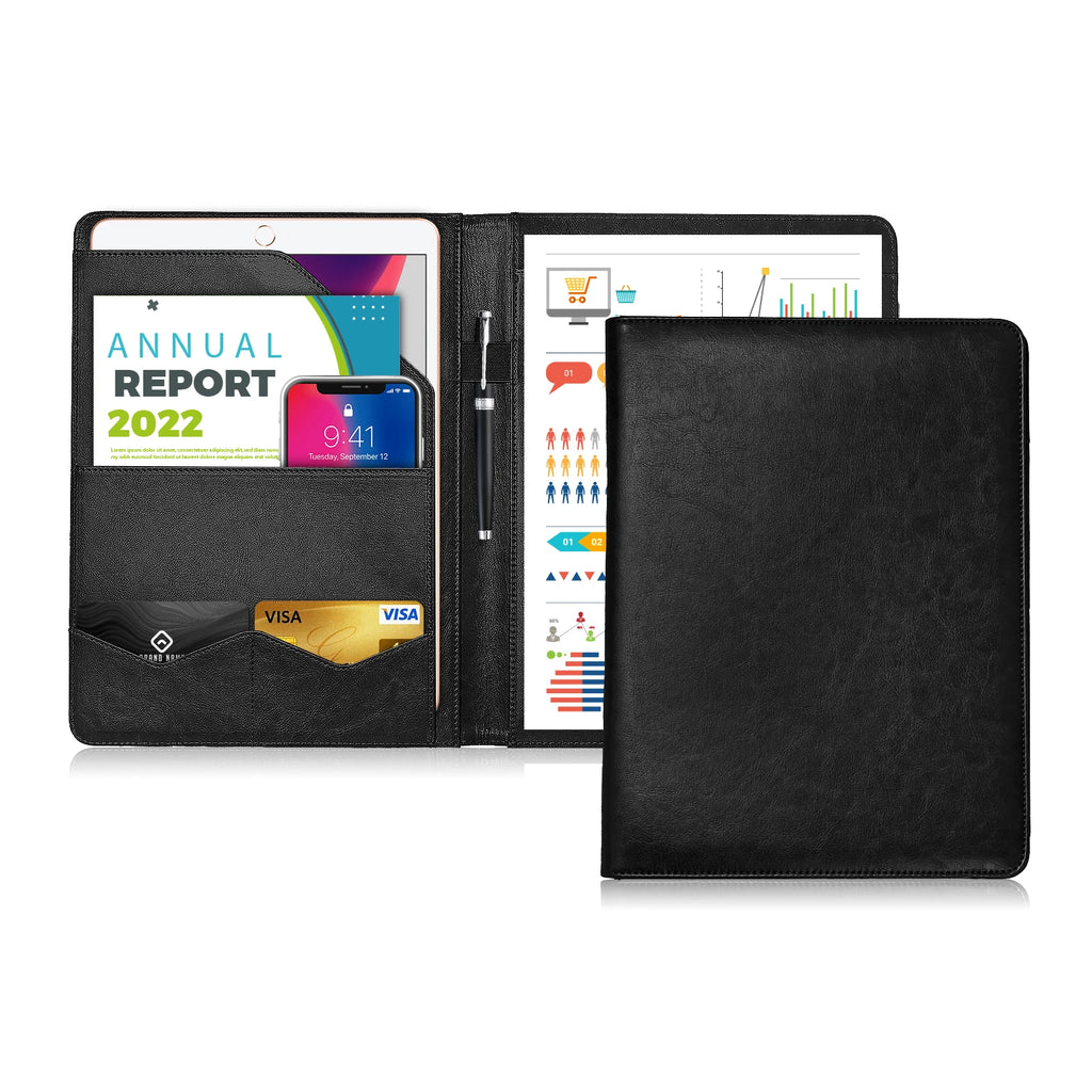 Mapas de conferencias multifuncionales A4 en PU Leder – Mapas de documentos comerciales con tarjetas y Stifthalter para oficinas y escuelas