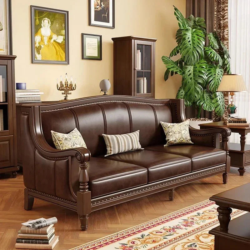 Lujoso sofá de cuero de diseño en estilo Chesterfield: sofá relax con asiento con almohada de alto rebote, moderno sofá lounge para habitaciones y jardines de invierno