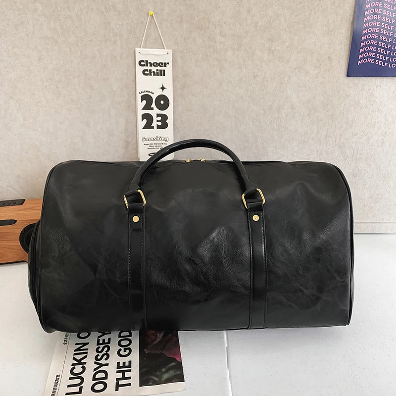 Vintage PU-Leder Gym Bag für Herren – Große Fitness-, Reise- & Duffle-Tasche mit Schulterriemen für Sport, Business und Outdoor
