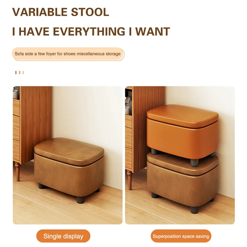 Multifunktionaler Leder Sitzhocker mit Stauraum – Moderner Organizer Ottoman für Wohnzimmer, Flur & Schlafzimmer