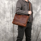 IGETBAG Unisex Messenger Bag – Vintage Canvas & Leder, Crossbody Schultertasche für Damen & Herren, Casual Travel Bag