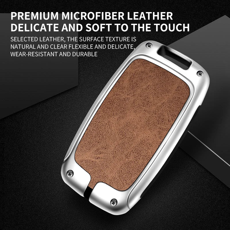 Étui de clé de voiture haut de gamme en métal et cuir pour Land Rover et Jaguar – Étui de clé pour Range Rover, Evoque, Velar, Discovery 4, XE, XF et XJ