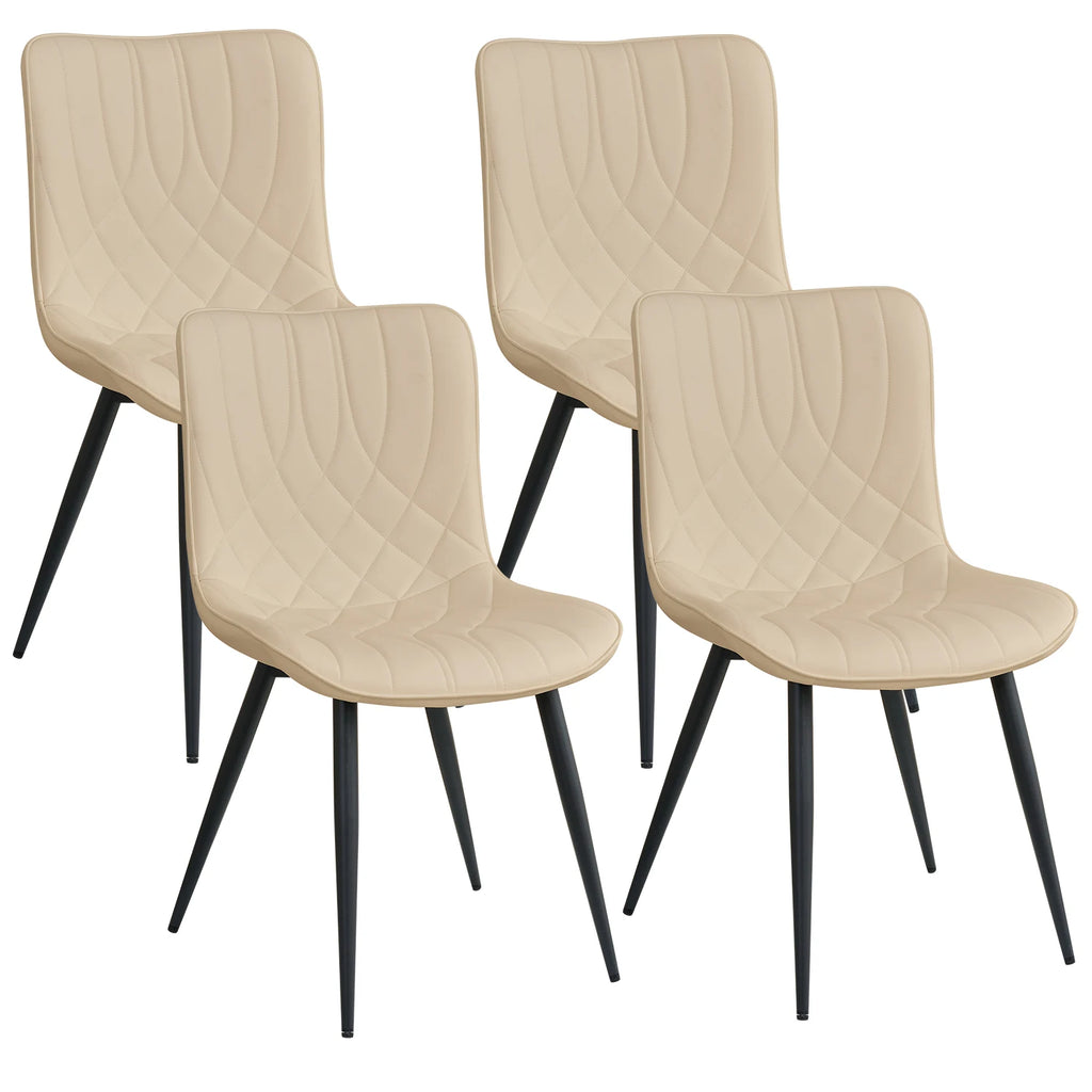 Esszimmerstühle 4er-Set aus Kunstleder – Gepolsterte Dining Chairs im gesteppten Retro-Design mit Metallbeinen, modern & luxuriös