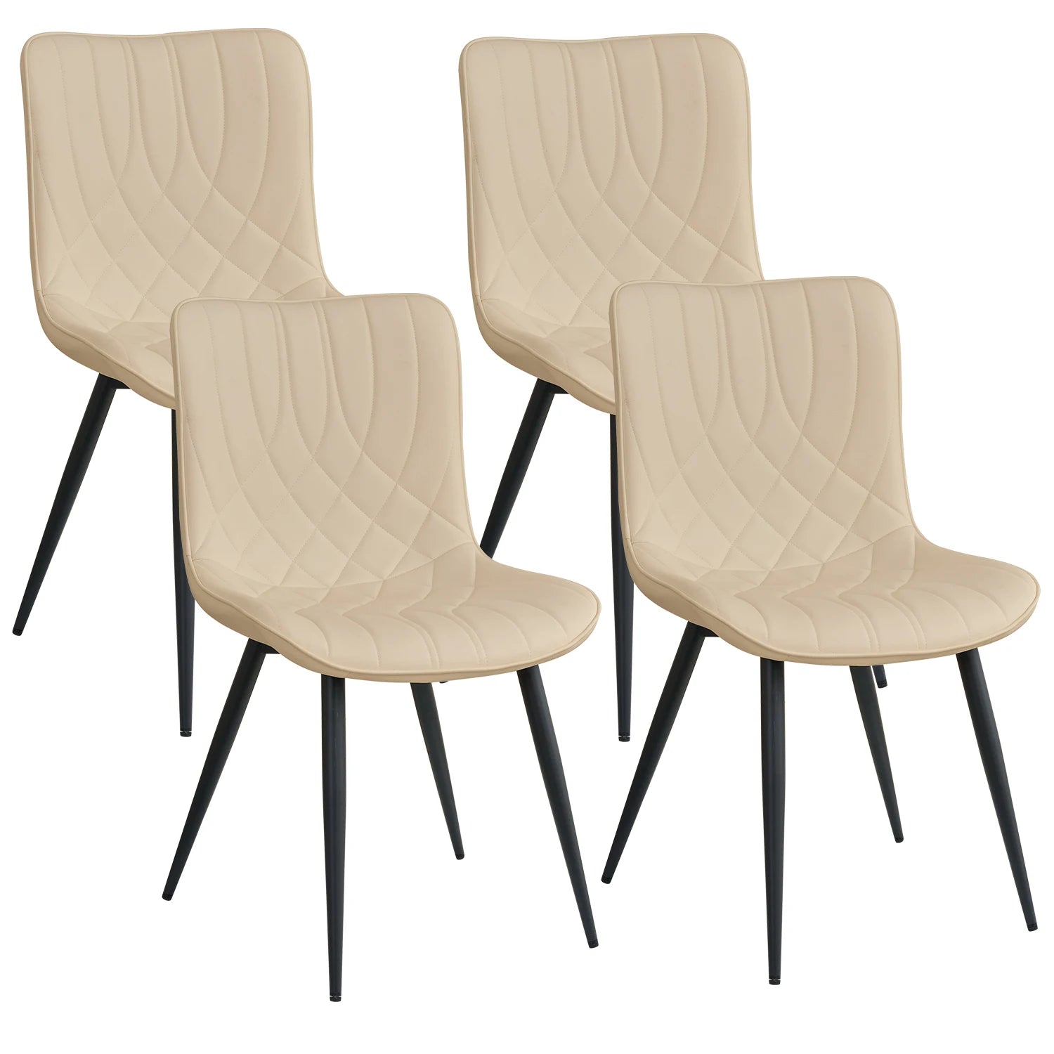 Esszimmerstühle 4er-Set aus Kunstleder – Gepolsterte Dining Chairs im gesteppten Retro-Design mit Metallbeinen, modern & luxuriös