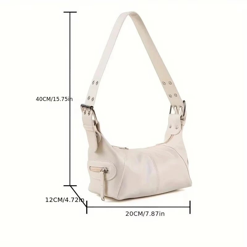 Underarm Bag Damen aus PU-Leder – Baguette Schultertasche mit Reißverschluss, Cool Drag Style & großem Stauraum