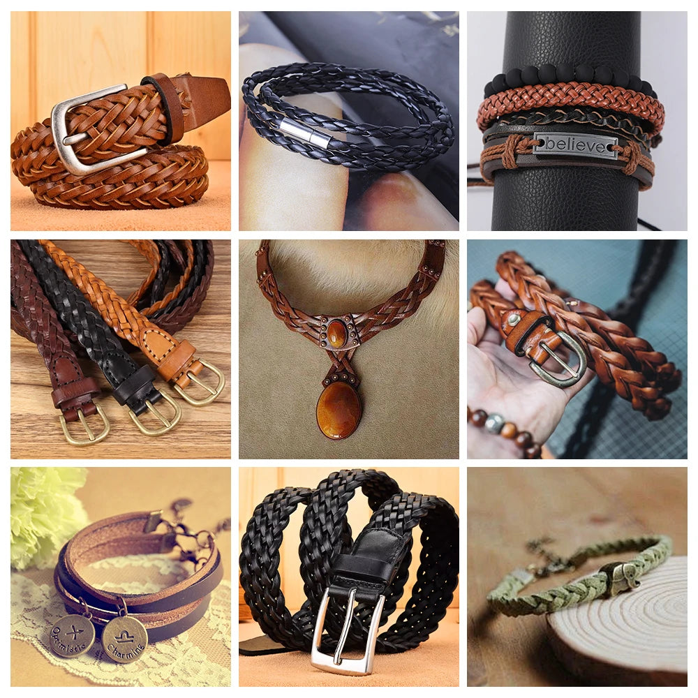 WUTA Flache Echtleder Kordel aus pflanzlich gegerbtem Rindsleder – 2/3/5 mm Lederband für Schmuck, Armbänder &amp; DIY Lederarbeiten 