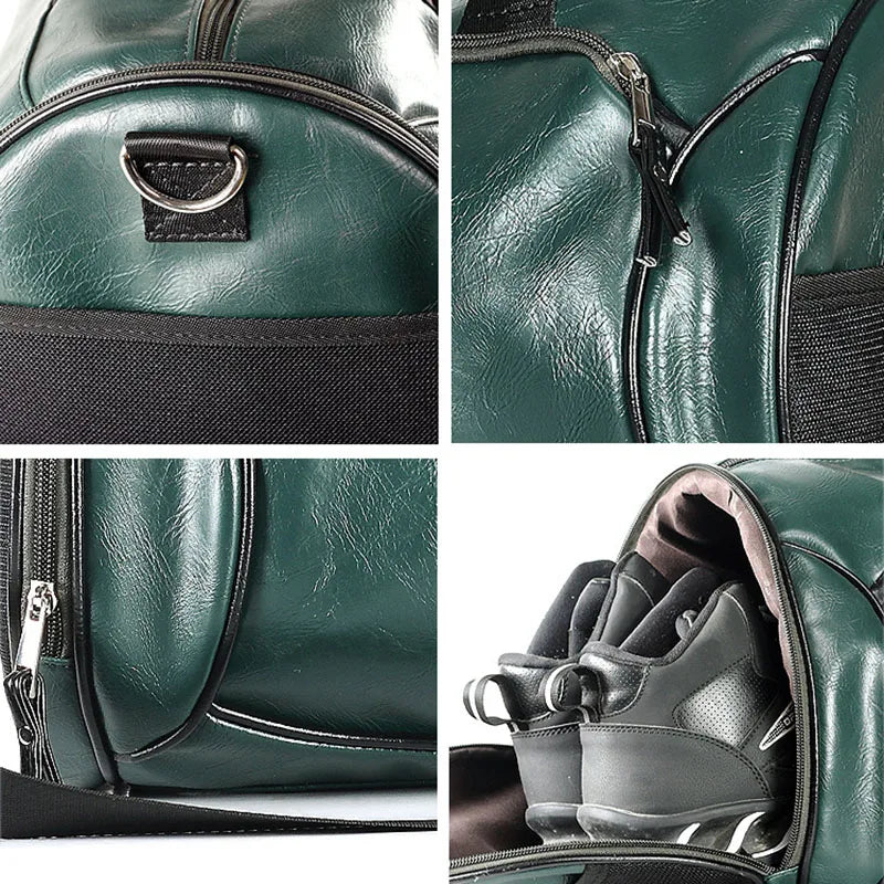 Hochwertige PU-Leder Reisetasche mit großem Fassungsvermögen – Sport- & Travel Duffle Bag mit Schuhfach, modische Herren Handtasche XA689ZC