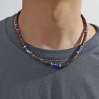 Boho Lederarmband für Herren – Handgeflochtenes Armband mit Holzperlen & Kokosschale, verstellbares Ethno Charm Armband