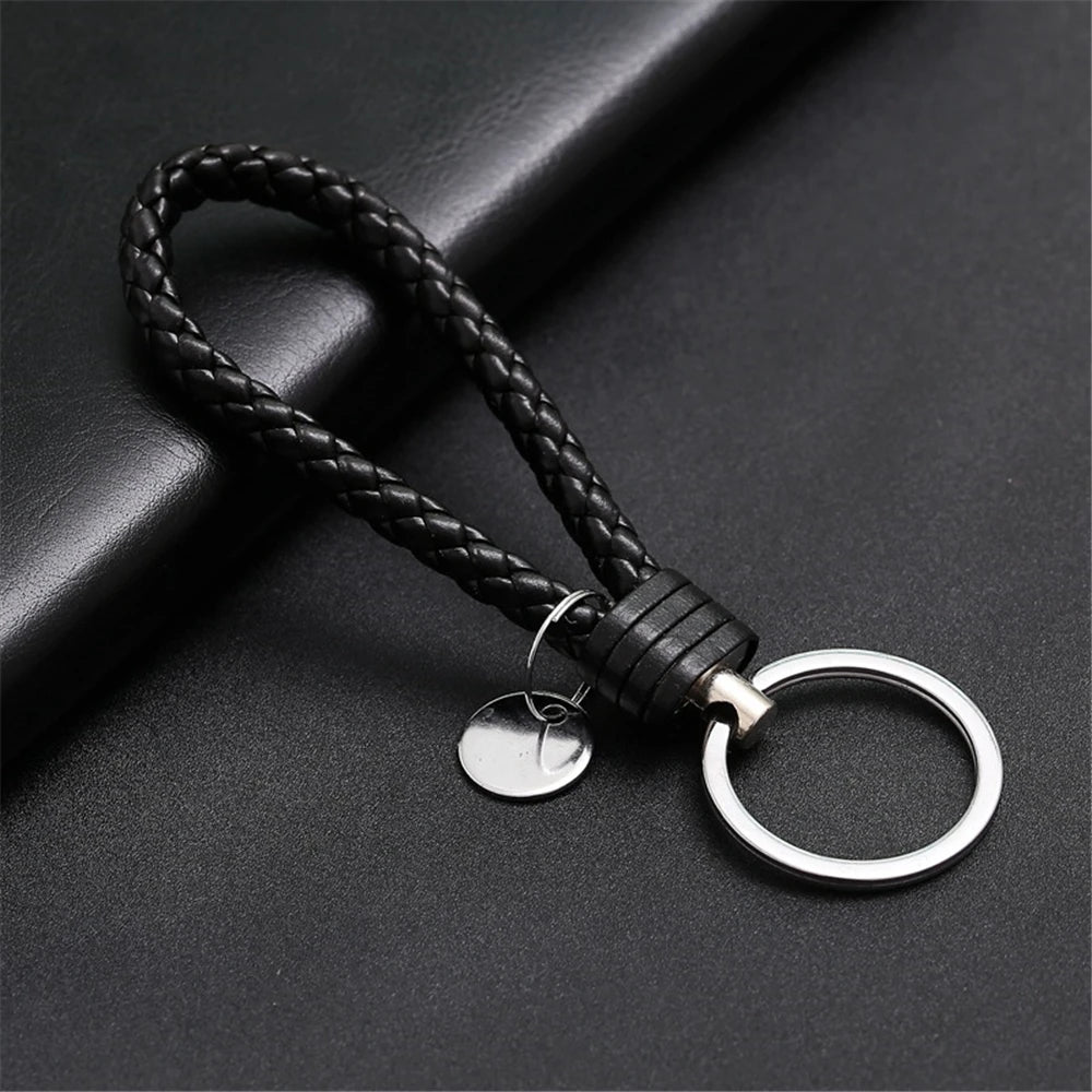 13 cm geflochtener PU-Leder Schlüsselanhänger – Farbiger Keyring für Damen &amp; Herren, modisches Auto- &amp; Taschen-Accessoire mit Metallring