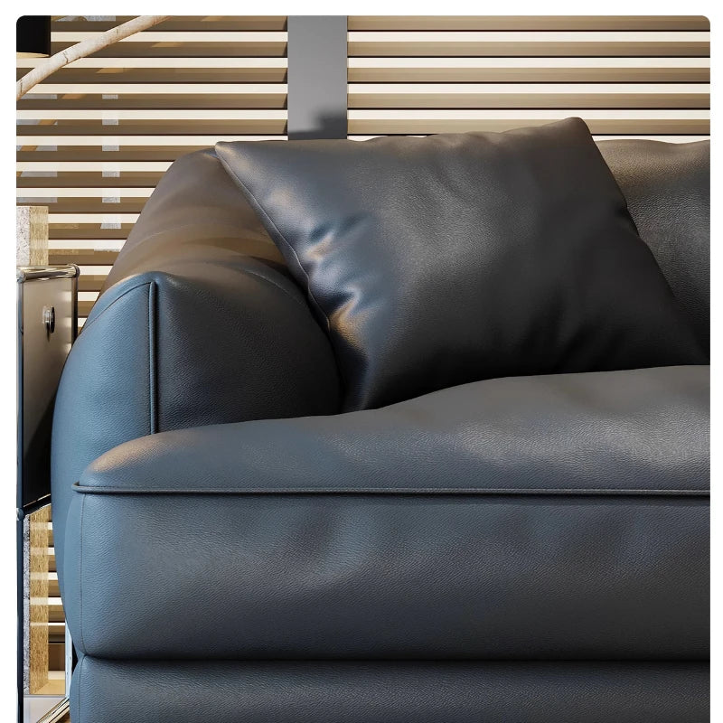 Canapé-lit en cuir minimaliste moderne – Design italien-nordique pour les femmes, canapé de salon luxueux en forme de L 