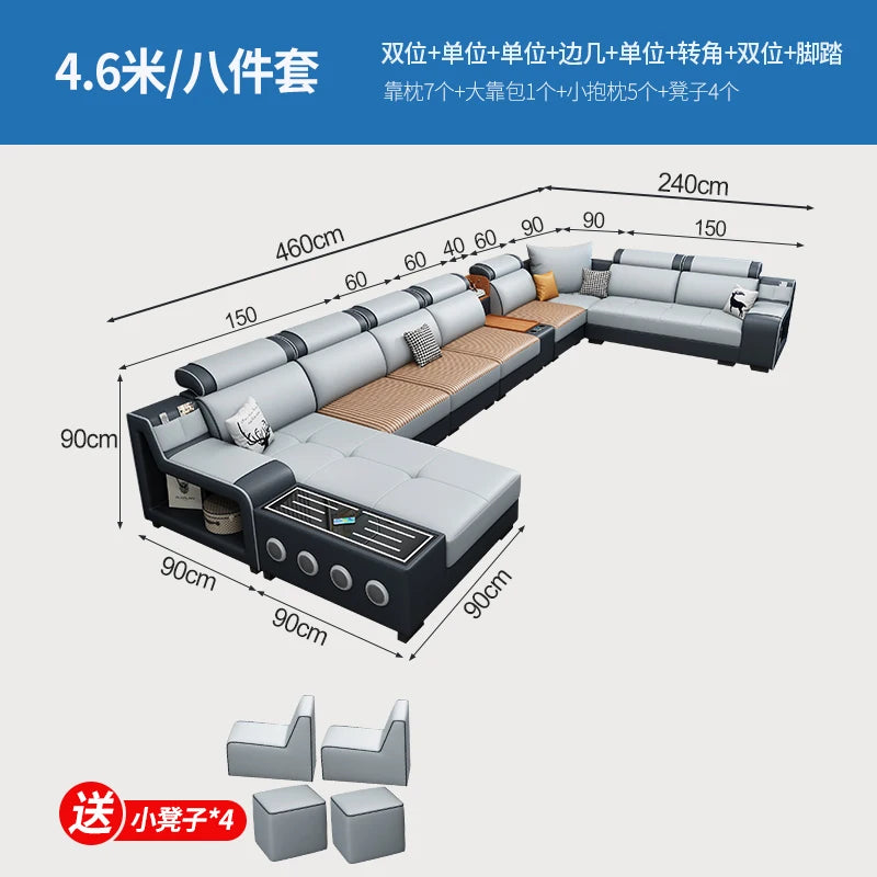 Designer Luxus Ledersofa – Modernes, erweiterbares Center-Seater & Sectional Sofa aus Echtleder für exklusive Wohnräume