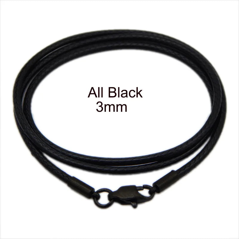 Gewachste Lederkordel Halskette mit Edelstahl-Karabiner – Robuste Seilkette für Anhänger, Unisex Snake Collar 40–70 cm