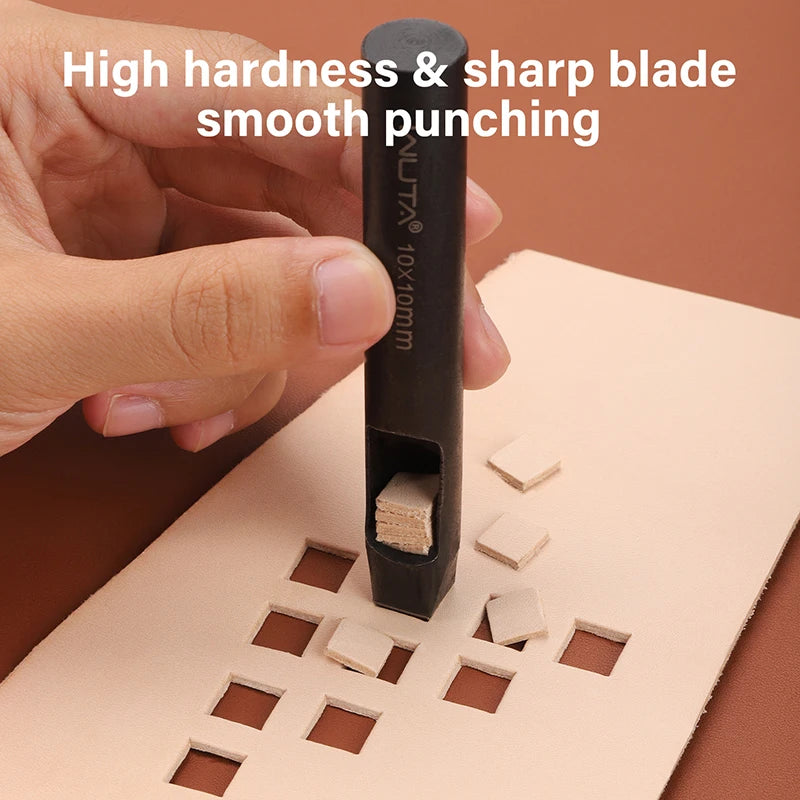 WUTA Basic Rechteck Lederstanzer – Quadratischer & Oblonger Hohlstanzer aus Carbonstahl für Gürtel, Riemen & Uhrenarmbänder