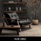 Moderner Leder-Thronsessel mit Armlehnen – Ergonomischer Luxus-Wohnzimmerstuhl aus Massivholz für Salon, Living Room & Entspannung