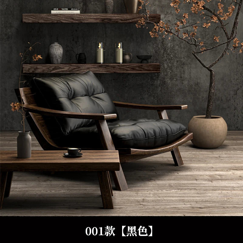 Moderner Leder-Thronsessel mit Armlehnen – Ergonomischer Luxus-Wohnzimmerstuhl aus Massivholz für Salon, Living Room & Entspannung