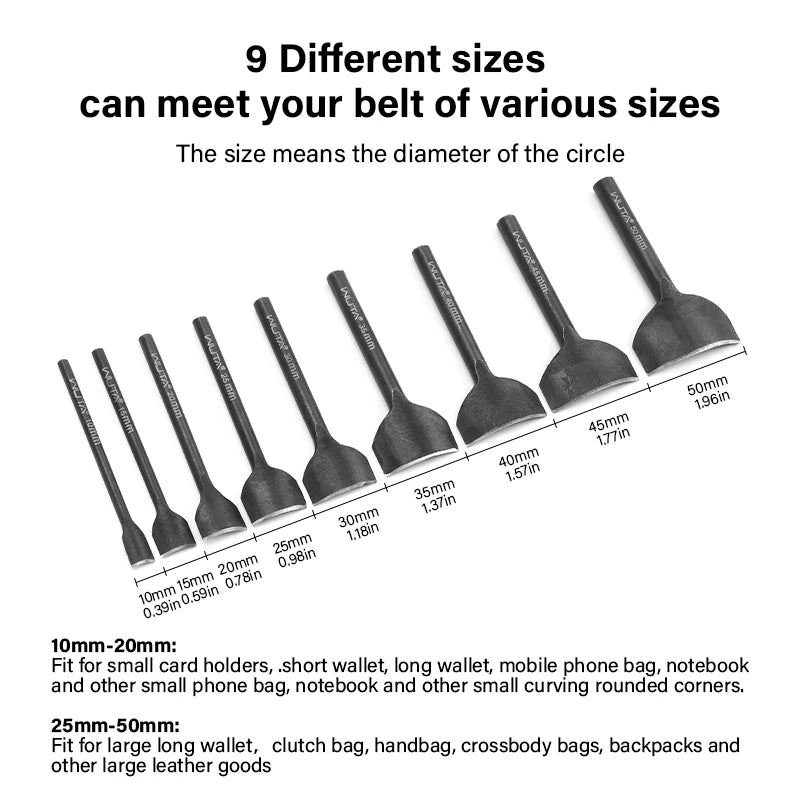 WUTA Basic Leder Eckenstanzer 1/4 Rund – Arc-förmiger Corner Cutter aus Carbonstahl für Gürtel, Riemen & Lederkanten