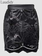 Eleganter Damen PU Leder Minirock – Figurbetonter Bodycon Bleistiftrock mit Cut-Outs & Rückenreißverschluss, moderner Club- & Sommerrock