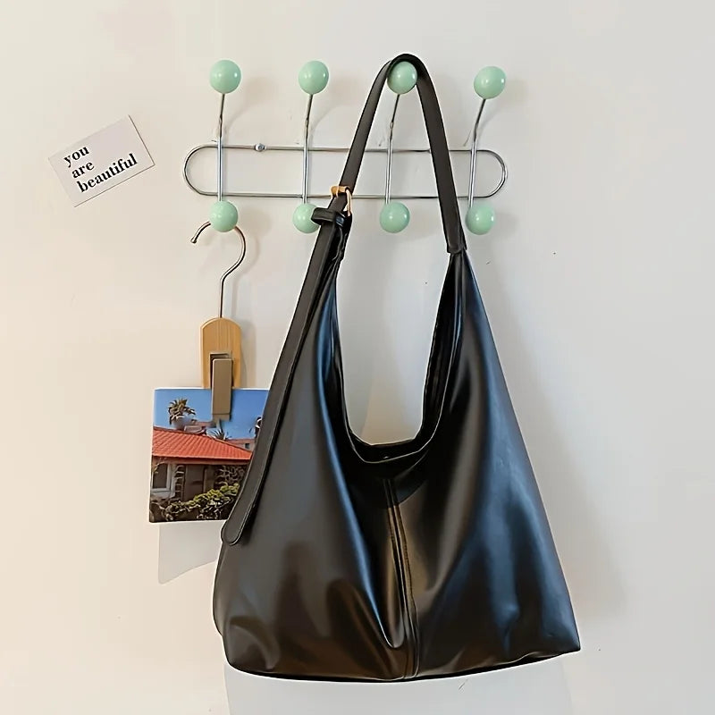 Große Damen Leder Tote Bag 2025 – Leichte Vintage Schultertasche mit viel Stauraum, minimalistischer & robuster Arbeits-Handtasche